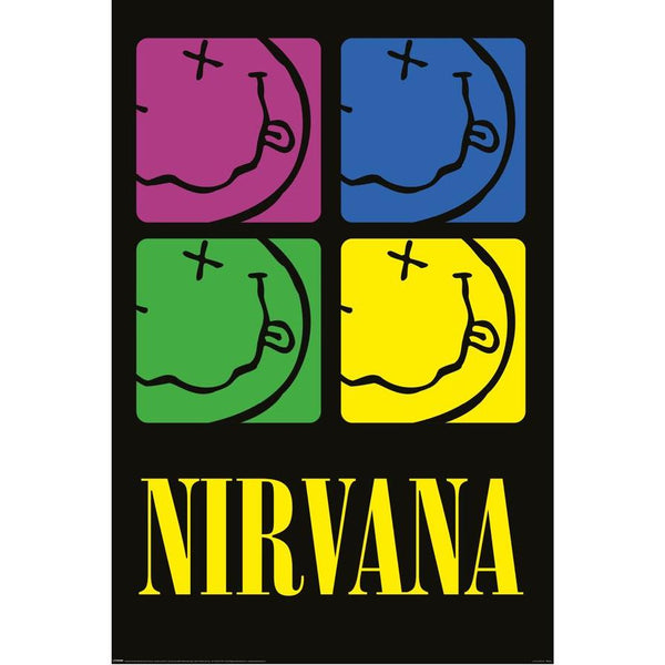 Nirvana Smiley Squares Poster JB Hi-Fi