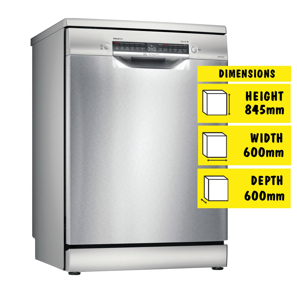 Bosch SMS6HCI02A Series 6 15Place Setting Freestanding Dishwasher (Stainless Steel) JB HiFi