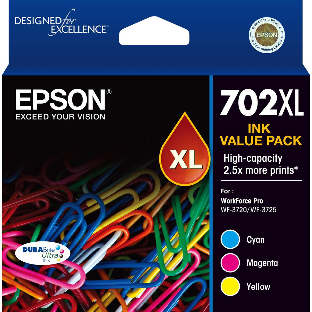 Epson 702XL DURABrite Ultra High Capacity Ink Cartridge (Value Pack