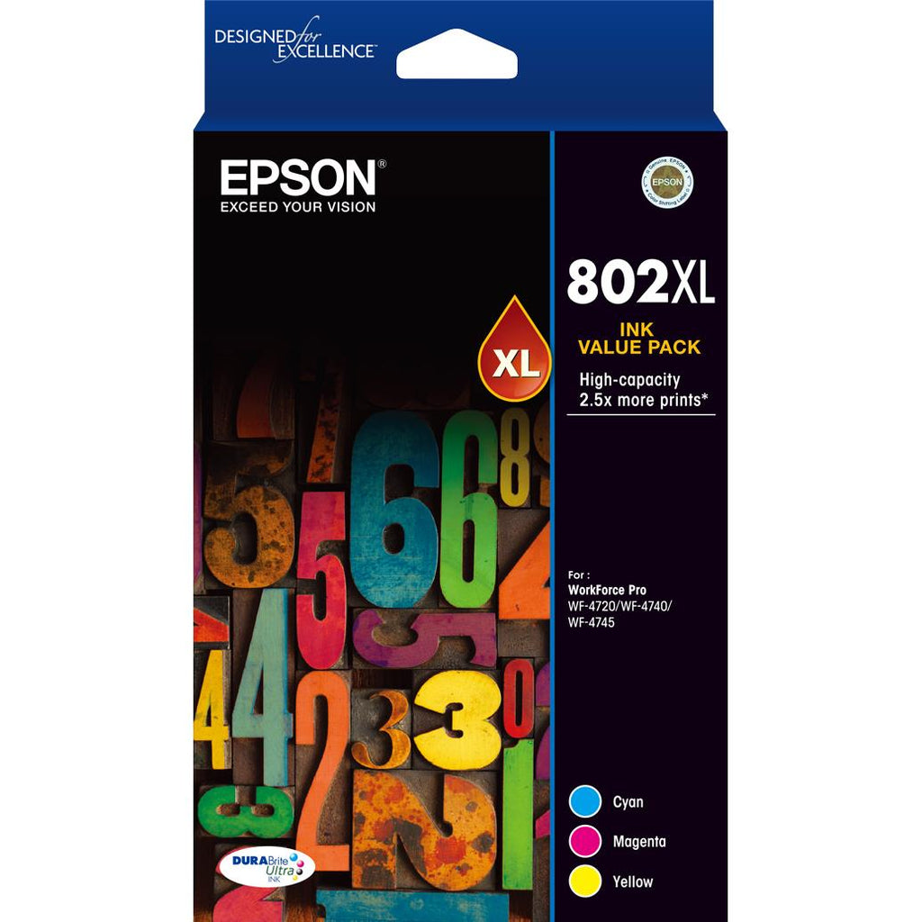 Epson 802XL DURABrite Ultra High Capacity Ink Cartridge (Value Pack