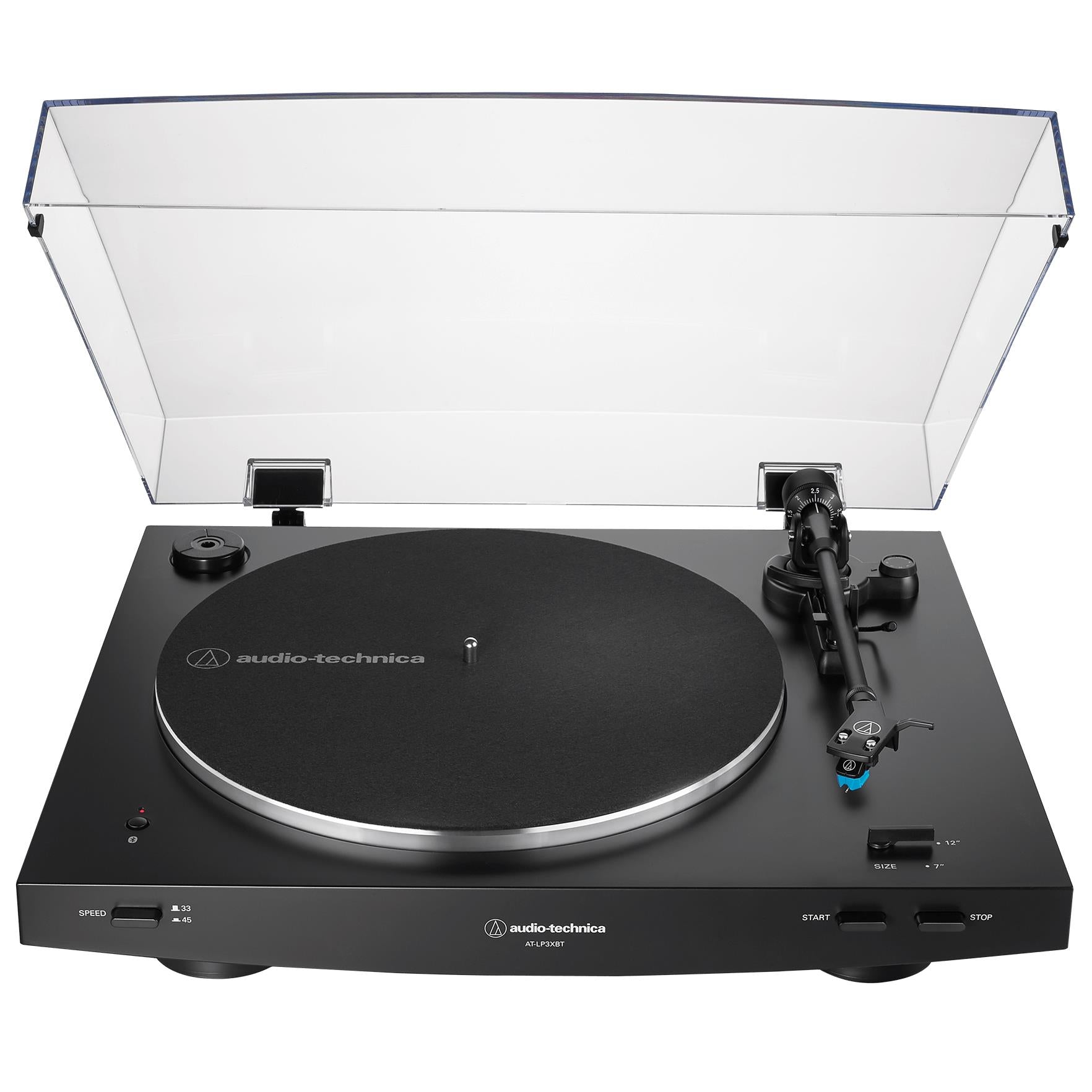 Audio-Technica AT-LP60XBT-BK Fully Automatic Bluetooth Belt-Drive Stereo  Turntable, Black, Hi-Fi, 2 Speed, Dust Cover, Anti-Resonance, Die-cast