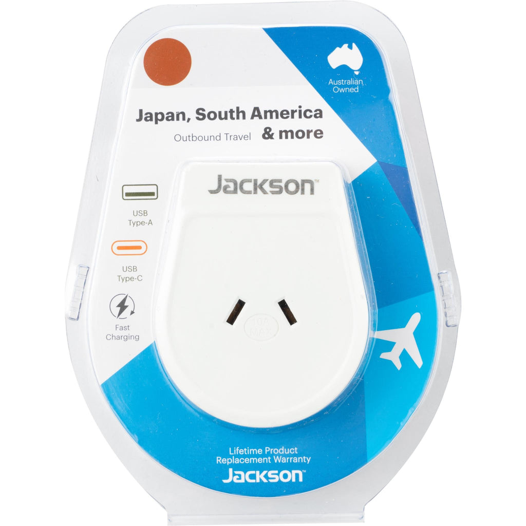 Jackson Outbound Travel Adapter with USBC Japan Slim JB HiFi