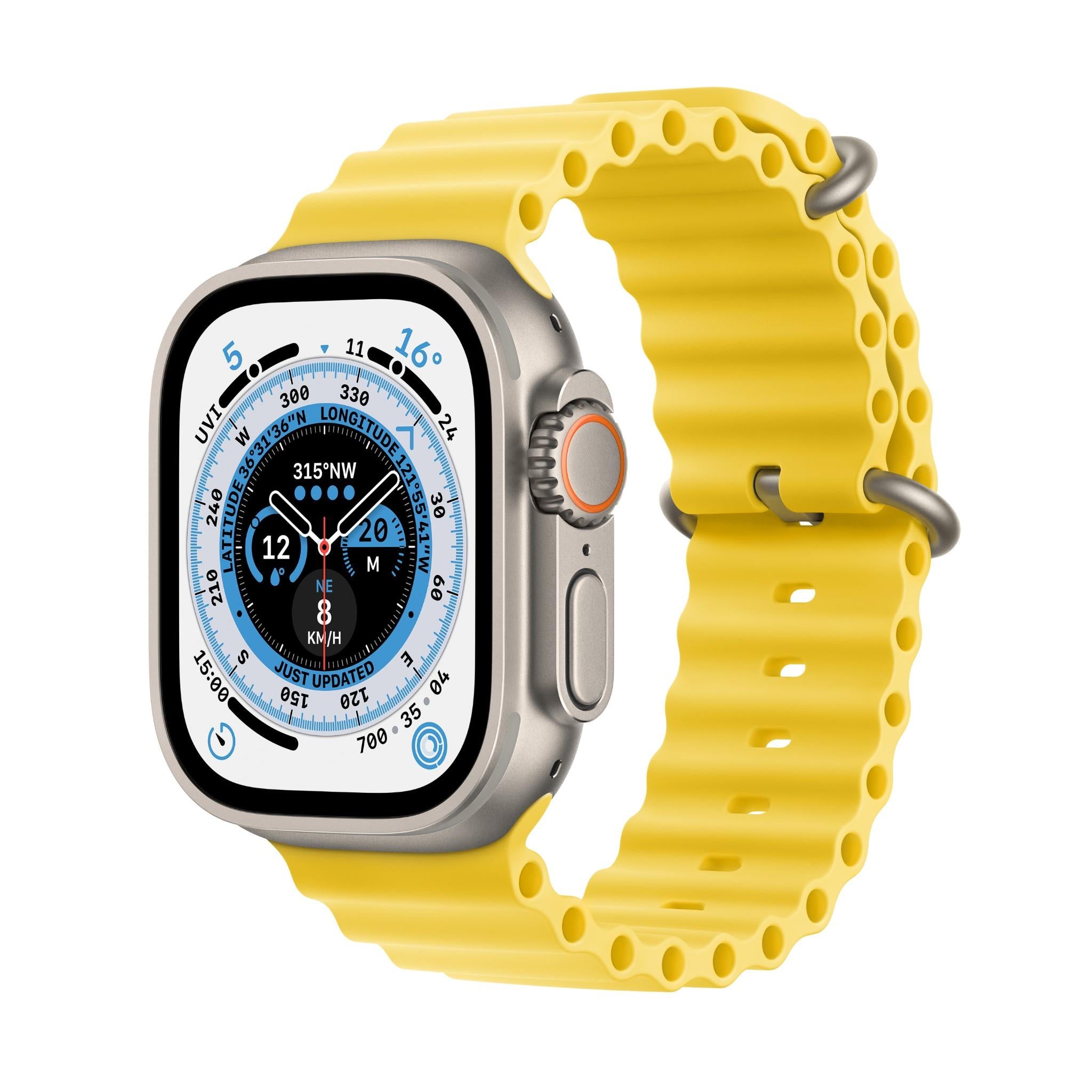 Apple Watch Ultra 49mm Titanium Case GPS + Cellular Ocean Band (Yellow) -  JB Hi-Fi