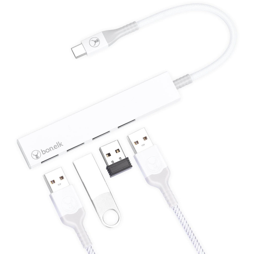 Bonelk LongLife USBC to 4 Port USB 3.0 Slim Hub (White) JB HiFi