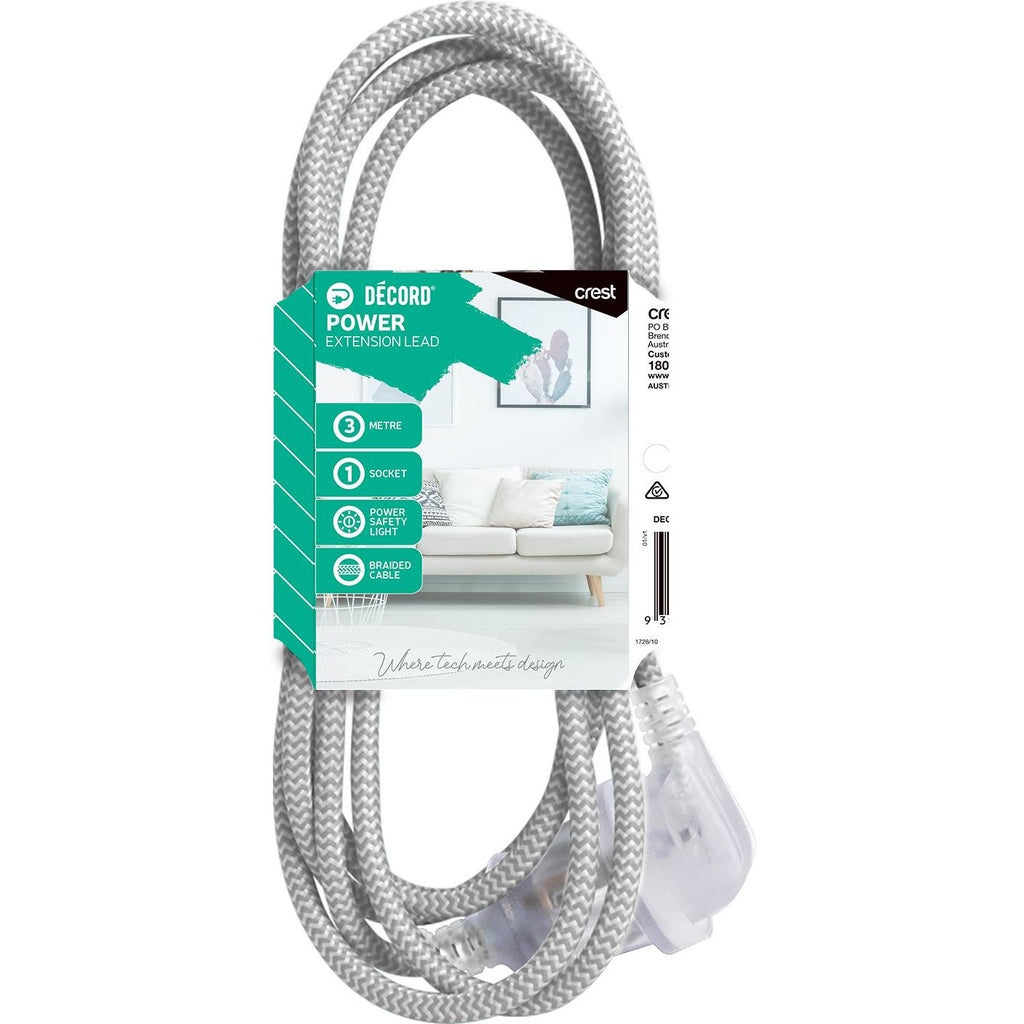 Decord Braided Extension Lead 3m (Grey) JB HiFi