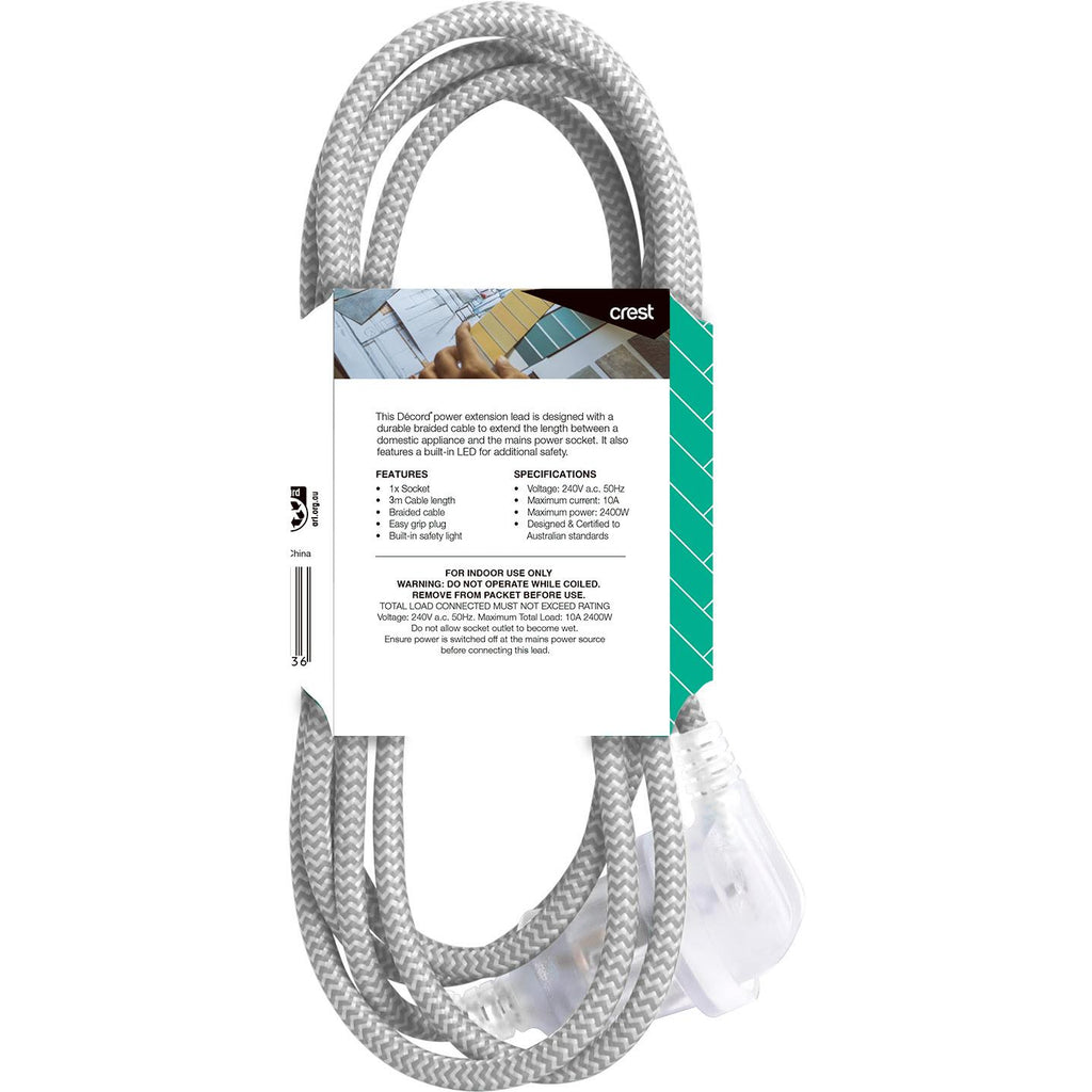 Decord Braided Extension Lead 3m (Grey) JB HiFi