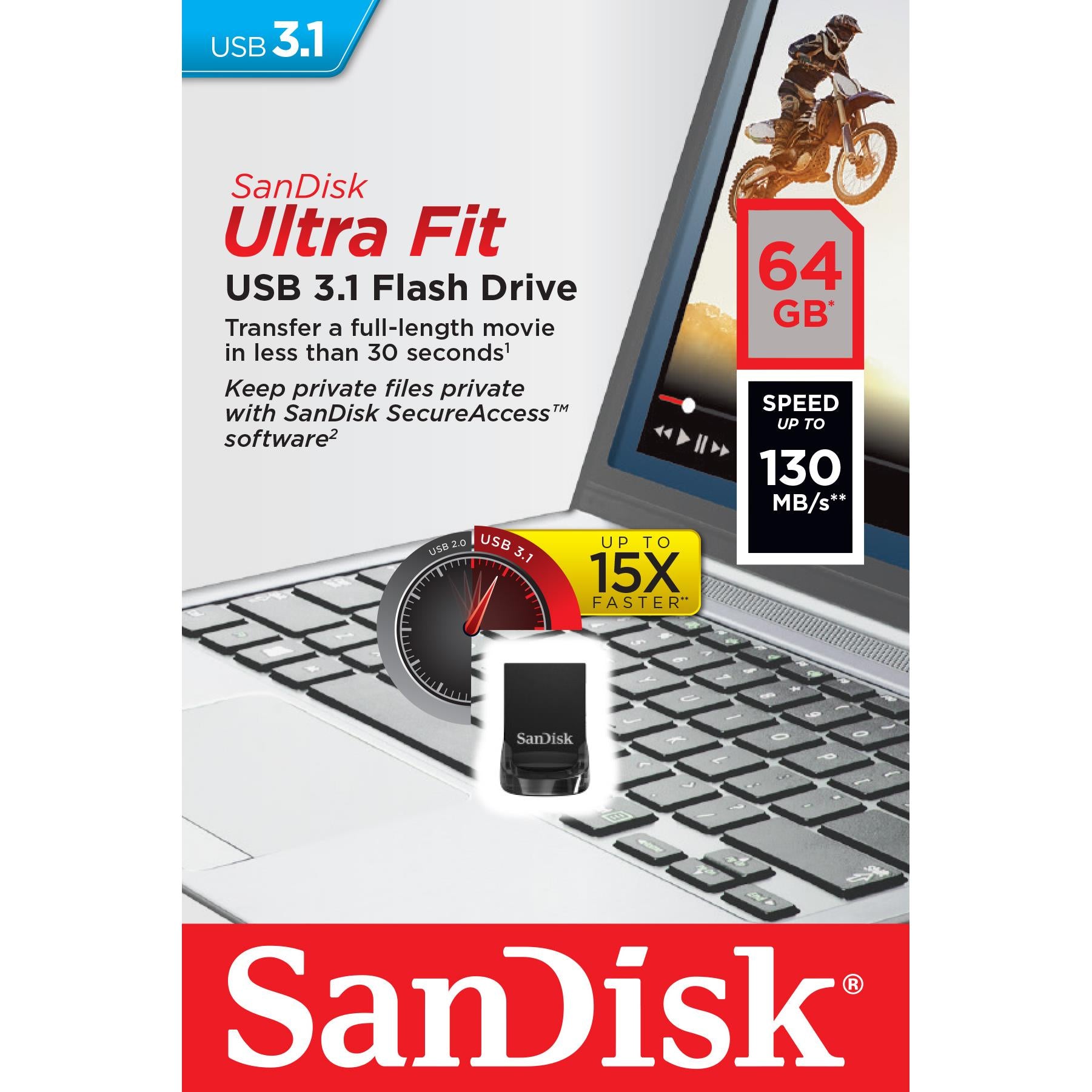 SanDisk Ultra Fit USB Flash Drive (64GB) JB Hi-Fi