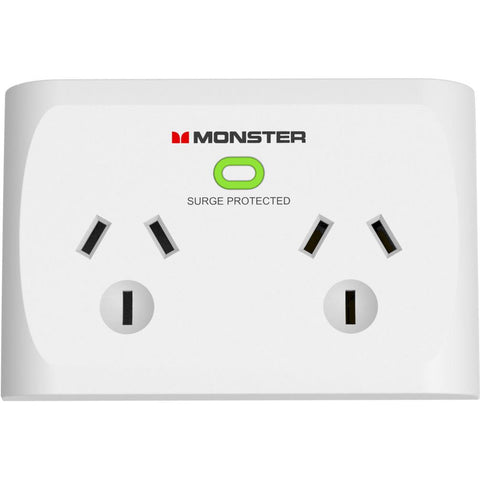 Monster 2 Socket Surge Protector (White)