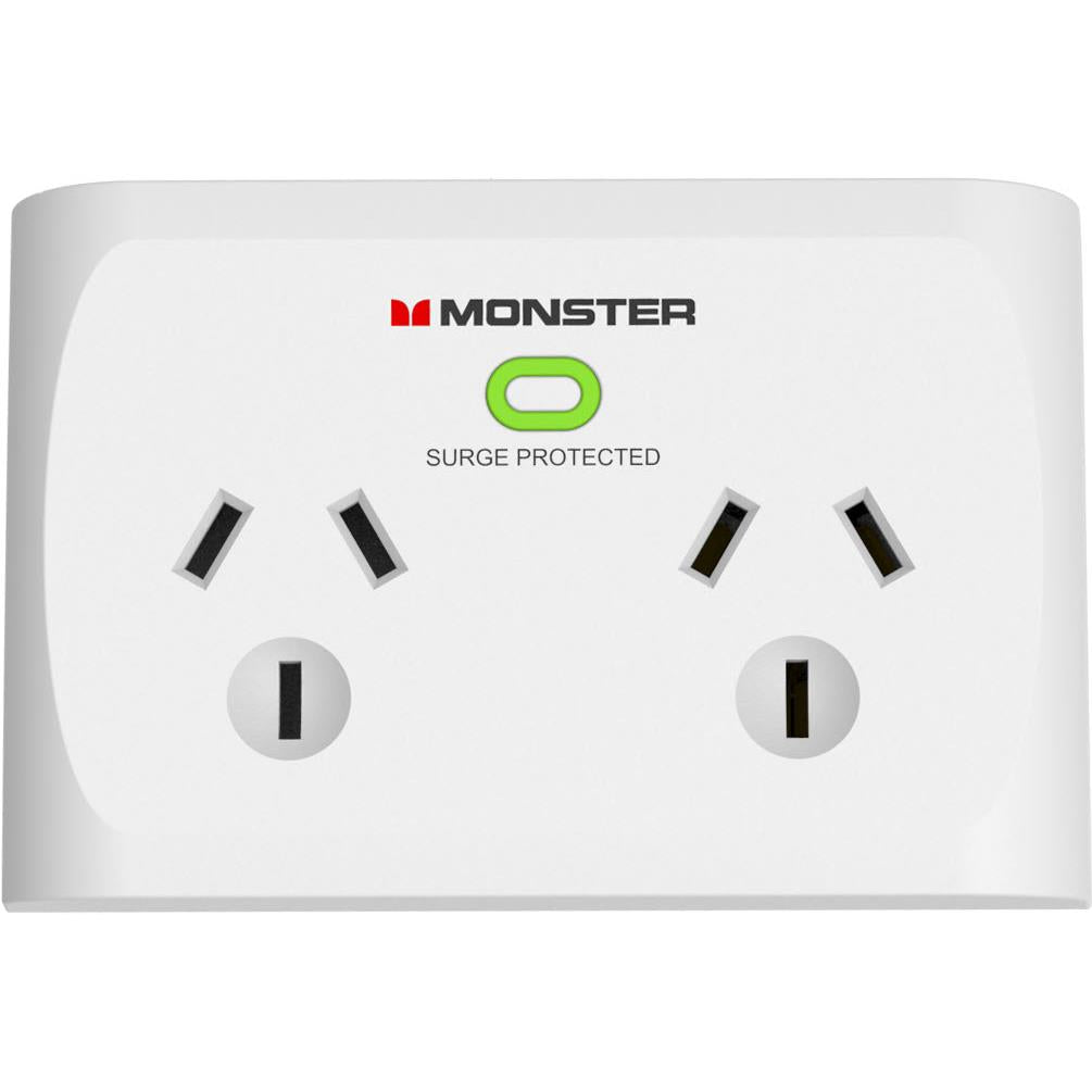 Monster 2 Socket Surge Protector (White) JB HiFi
