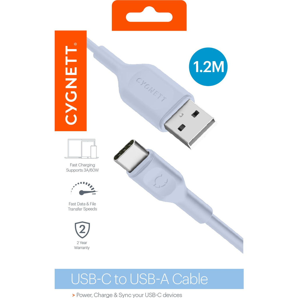 Charge and Connect USBC to USBA Cable 1.2m (Light Blue) JB