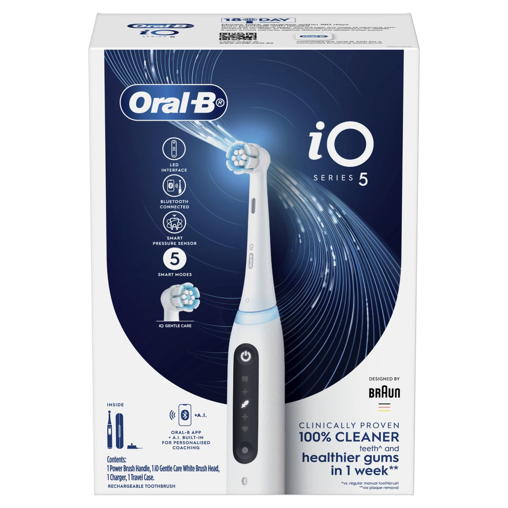OralB iO Series 5 Electric Toothbrush (Alabaster White) JB HiFi