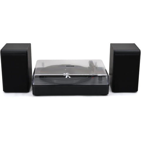 Flea Market Bluetooth Turntable with Bookshelf Speakers (Black)