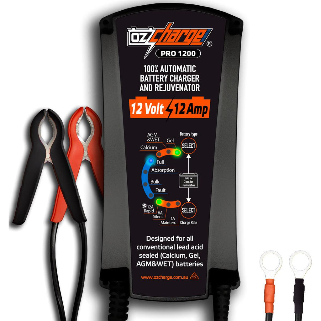 OzCharge 12V 12 Amp Battery Charger and Maintainer Pro Series JB HiFi