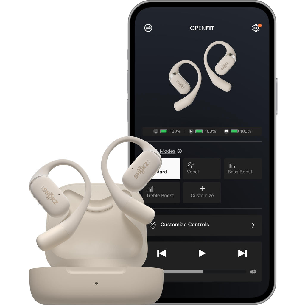 Shokz OpenFit True Wireless Earphones (Beige) JB HiFi