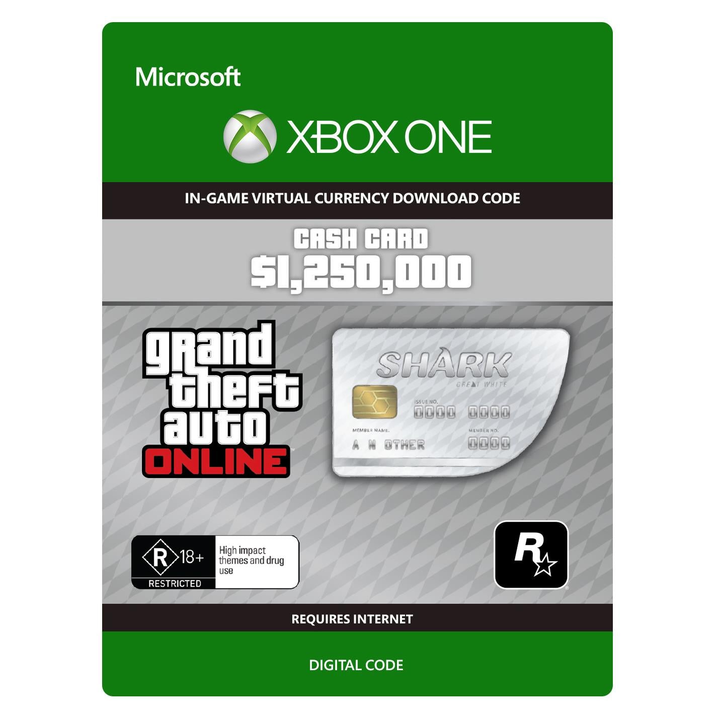 Grand Theft Auto Online $1,250,000 Great White Shark Card Download) - JB