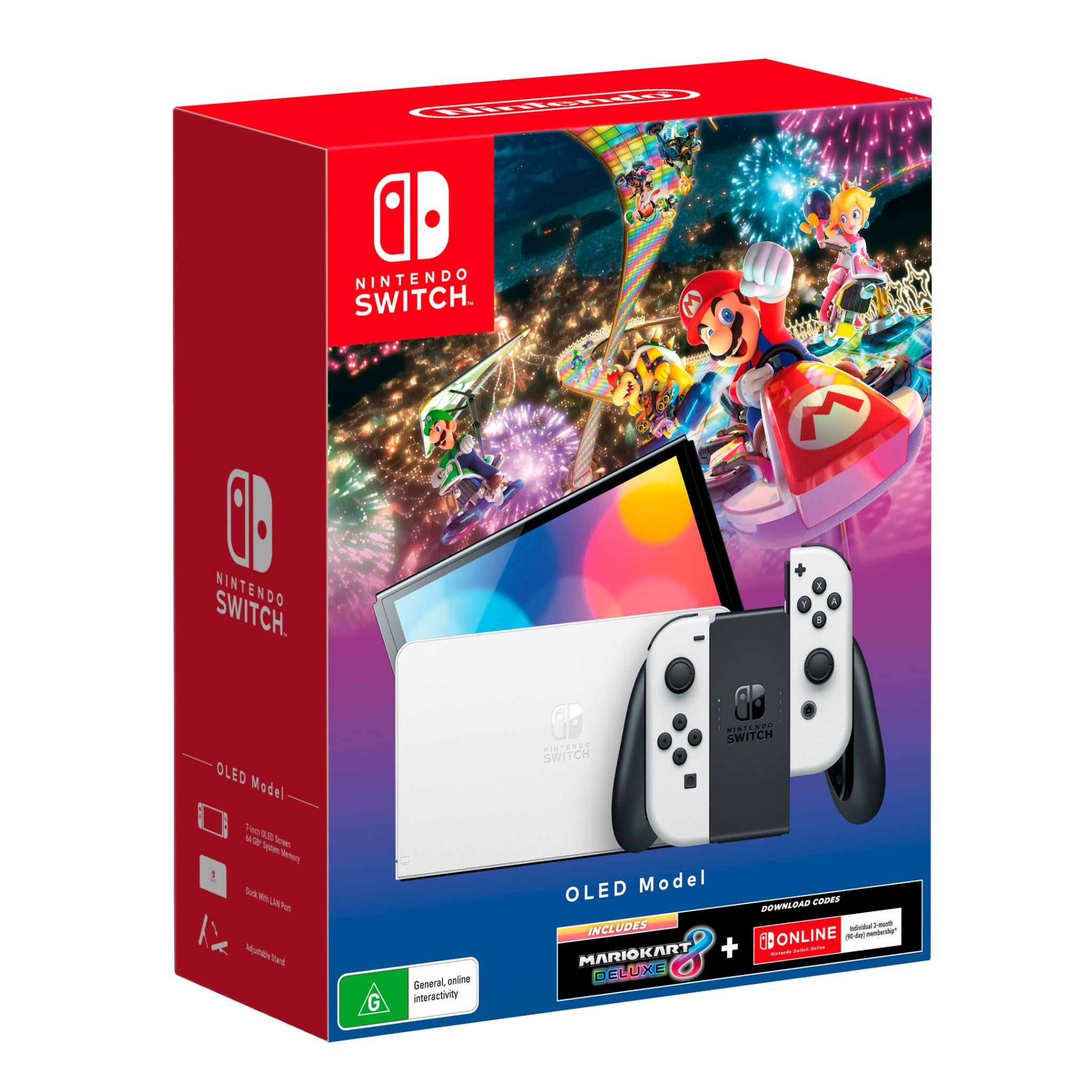 Nintendo Switch OLED Model White with Mario Kart 8 Deluxe & Switch
