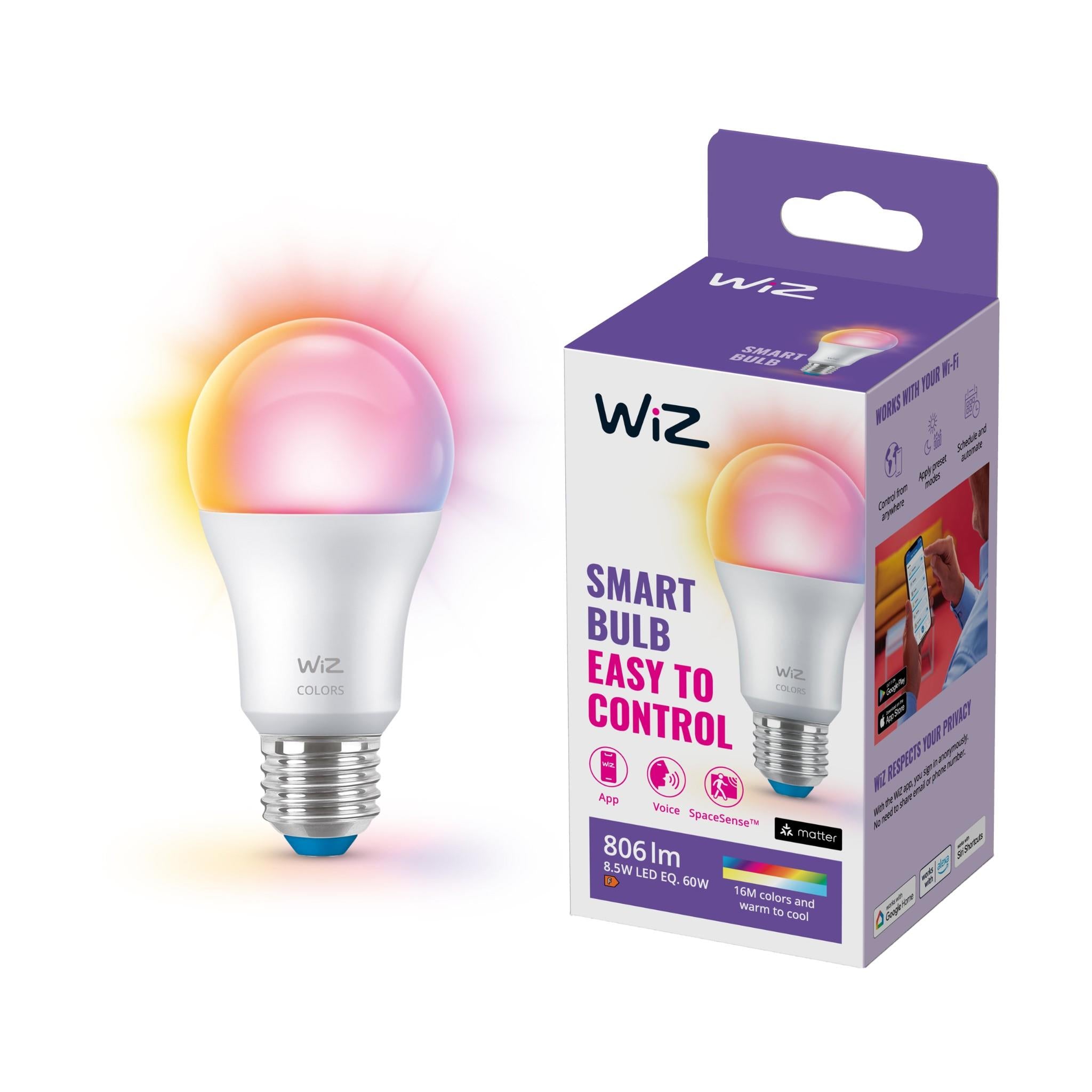WiZ Colour A60 E27 Smart Bulb [Gen 2] - JB Hi-Fi