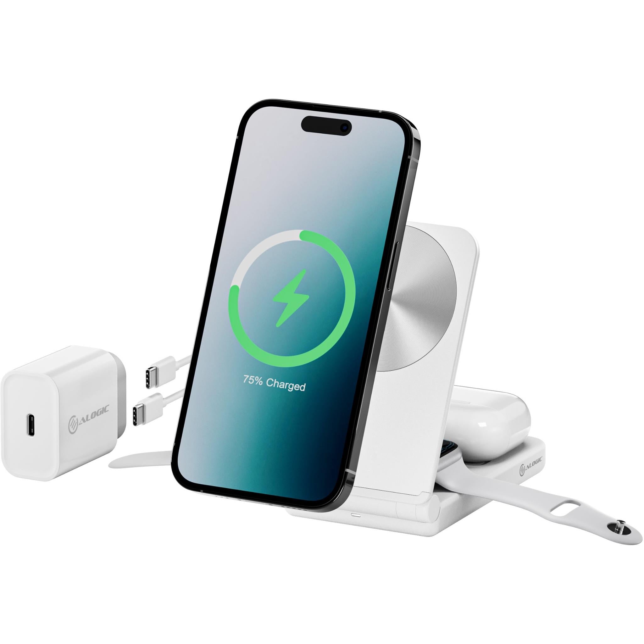ALOGIC Yoga 3-in-1 Wireless Charging Stand with 30W Charger (White) - JB  Hi-Fi