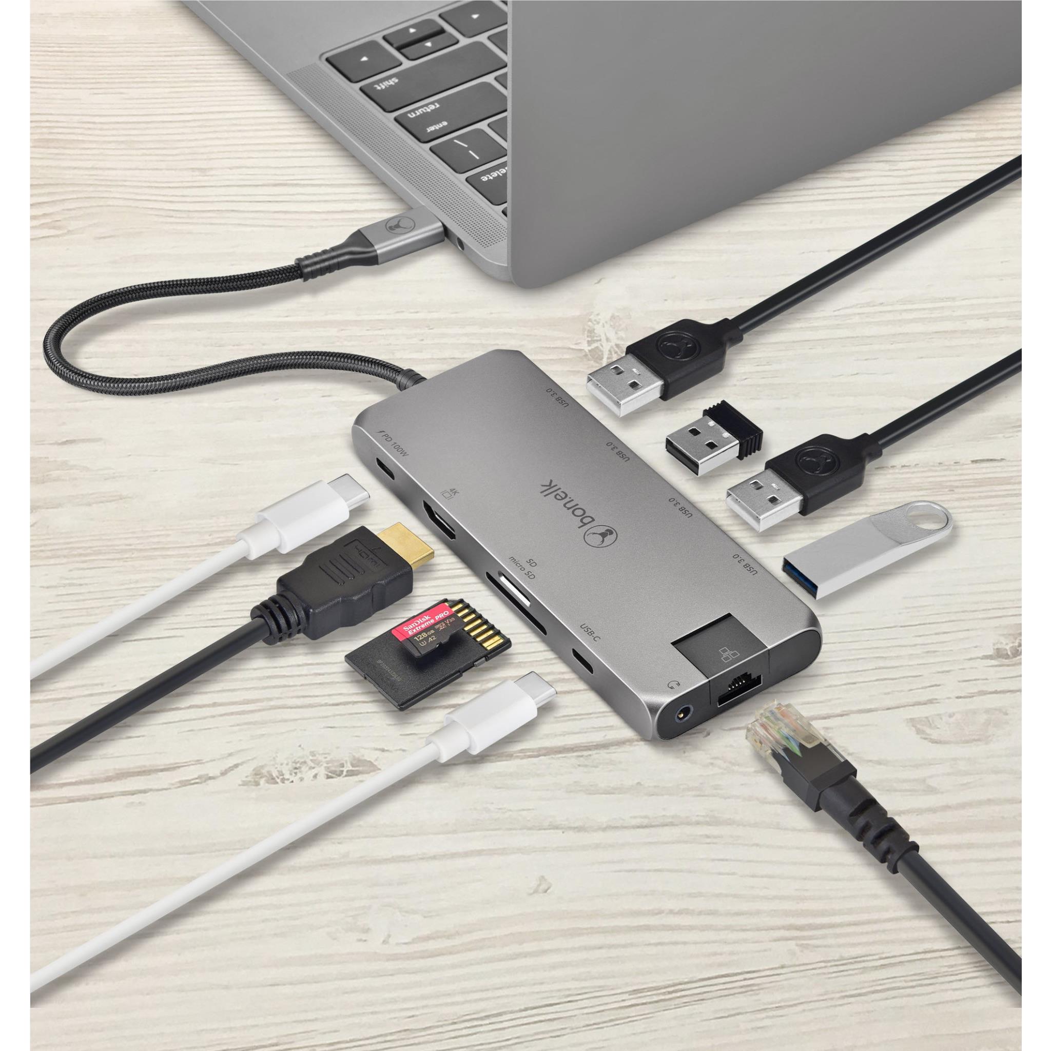 Bonelk Long-Life 11-in-1 Multiport USB-C Hub (Space Grey) - Thumbnail 3