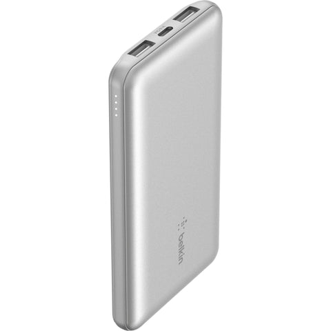 Belkin BoostUp Charge 10K 3 Port Power Bank with Cable (Silver)