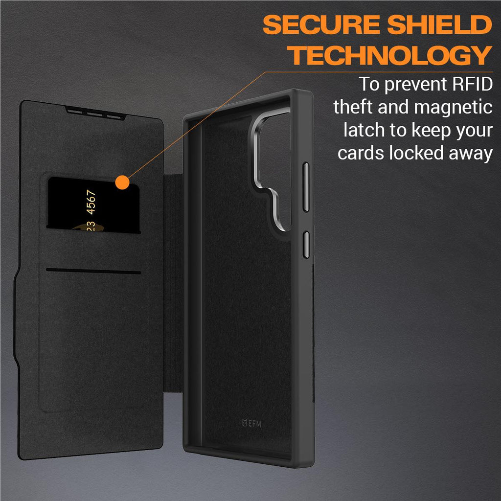 EFM Monaco ELeather Wallet Case Armour with D3O for Galaxy S24 Ultra
