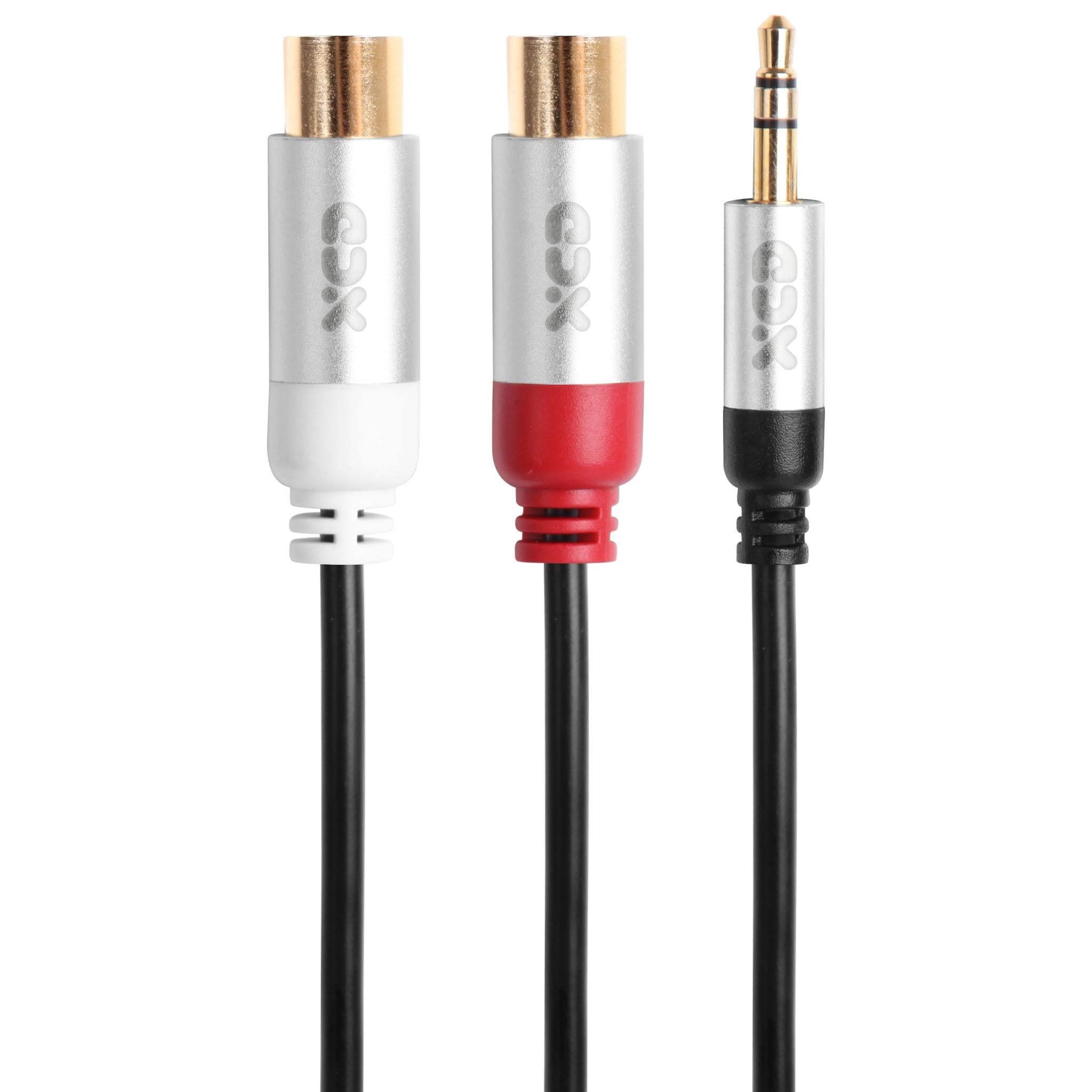 AHIER 3.5mm Gold 1/8 Stereo Mini Jack Male to 2 Female RCA Adapter Audio  (20cm)